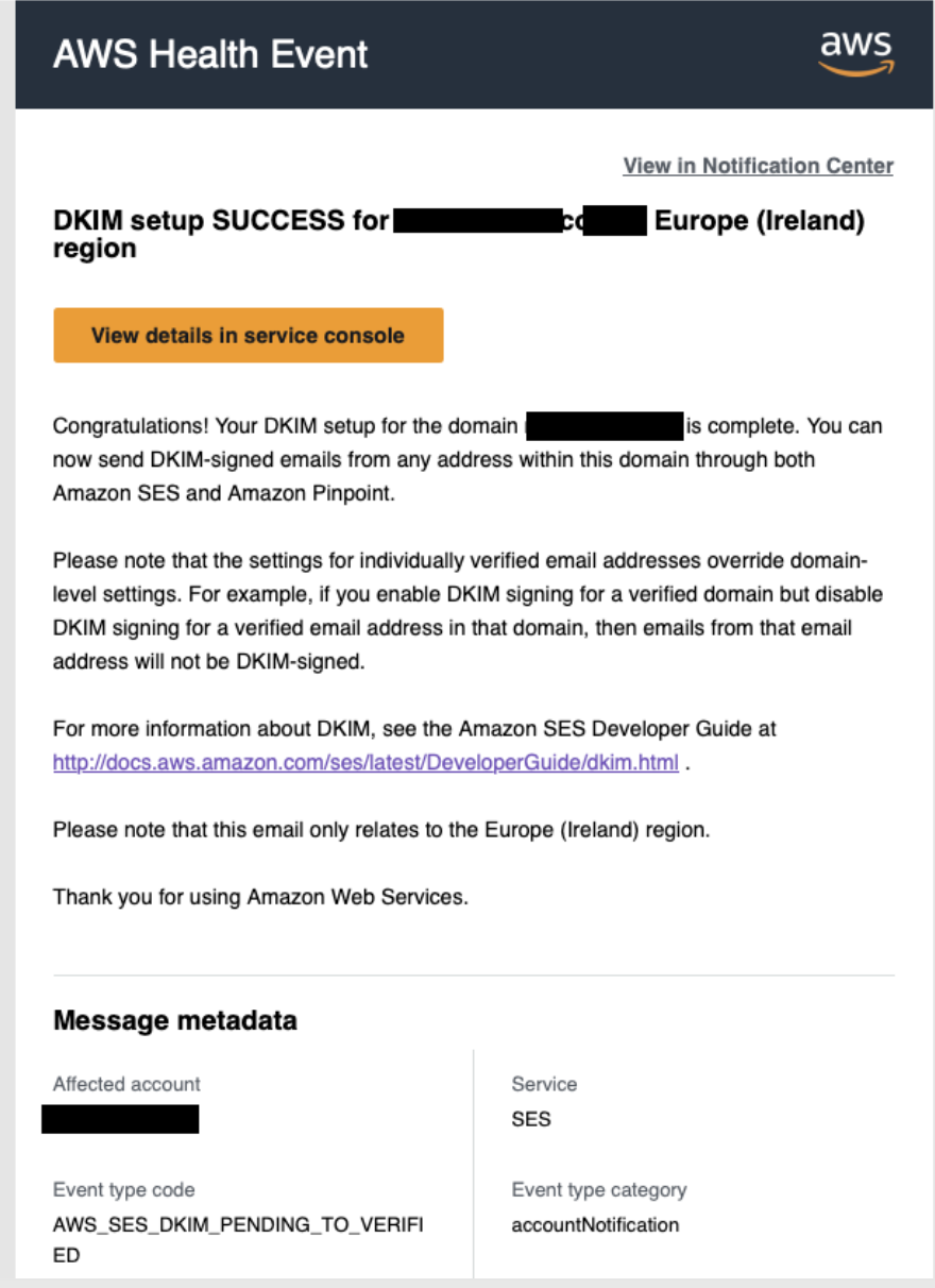 AWS SES DKIM email